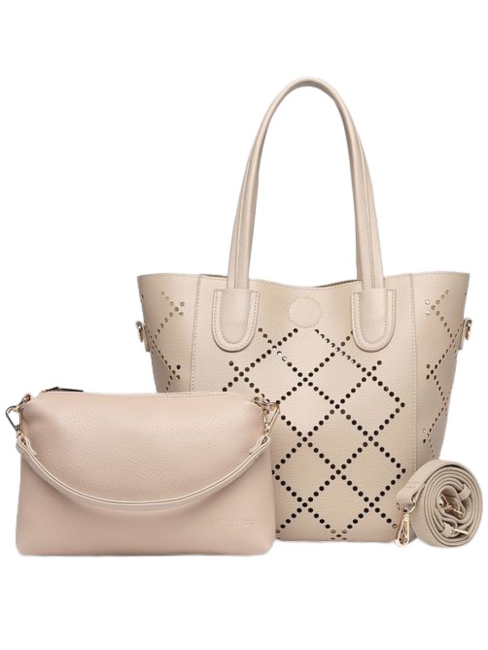 Loucenhide NWT Baby Bermuda Shopping Tote in Putty Tan with Clutch